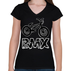 PRINTFASHION Bmx - Női V-nyakú póló - Fekete