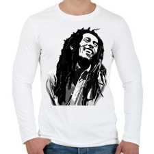 PRINTFASHION Bob Marley - Férfi hosszú ujjú póló - Fehér férfi póló