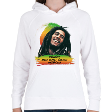 PRINTFASHION Bob Marley idézet - Női kapucnis pulóver - Fehér női pulóver, kardigán