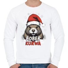 PRINTFASHION Bober Kurva - Férfi pulóver - Fehér