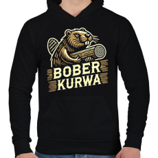 PRINTFASHION Bober kurwa - Férfi kapucnis pulóver - Fekete