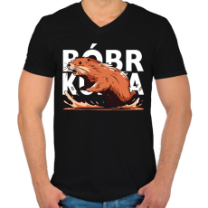 PRINTFASHION Bober Kurwa - Férfi V-nyakú póló - Fekete