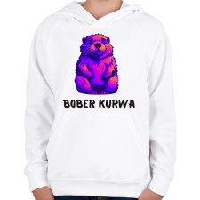 PRINTFASHION Bober kurwa - Gyerek kapucnis pulóver - Fehér gyerek pulóver, kardigán
