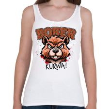 PRINTFASHION Bober kurwa - Női atléta - Fehér női trikó