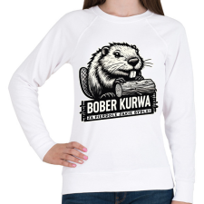 PRINTFASHION Bober kurwa - Női pulóver - Fehér női pulóver, kardigán