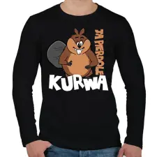 PRINTFASHION Bober Kurwa - White - Férfi hosszú ujjú póló - Fekete férfi póló