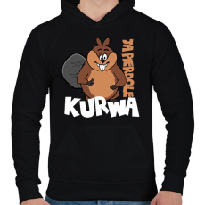 PRINTFASHION Bober Kurwa - White - Férfi kapucnis pulóver - Fekete