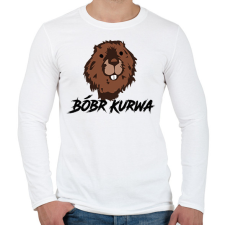 PRINTFASHION Bóbr kurwa - Férfi hosszú ujjú póló - Fehér férfi póló