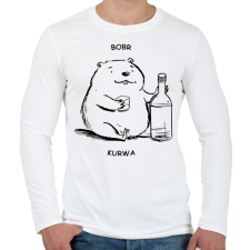 PRINTFASHION Bobr - vonalas - Férfi hosszú ujjú póló - Fehér férfi póló