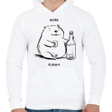 PRINTFASHION Bobr - vonalas - Férfi kapucnis pulóver - Fehér férfi pulóver, kardigán