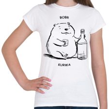 PRINTFASHION Bobr - vonalas - Női póló - Fehér női póló