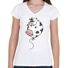 PRINTFASHION Boci lufi - Női V-nyakú póló - Fehér női póló