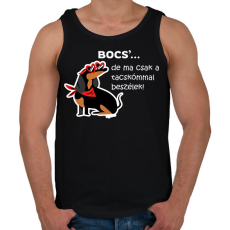 PRINTFASHION Bocs'...de ma csak a tacskómmal beszélek - Férfi atléta - Fekete