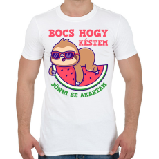 PRINTFASHION Bocs hogy késtem - Férfi póló - Fehér