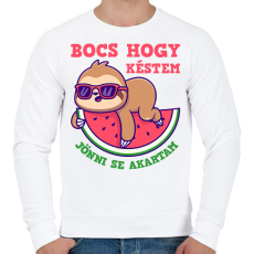 PRINTFASHION Bocs hogy késtem - Férfi pulóver - Fehér