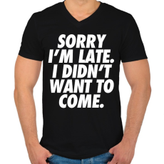 PRINTFASHION Bocs, hogy késtem... - Férfi V-nyakú póló - Fekete