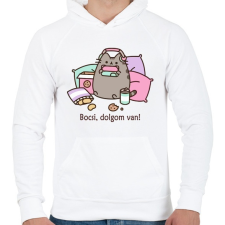 PRINTFASHION Bocsi, dolgom van! - Férfi kapucnis pulóver - Fehér férfi pulóver, kardigán