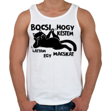 PRINTFASHION Bocsi hogy késtem láttam egy macskát - Férfi atléta - Fehér atléta, trikó