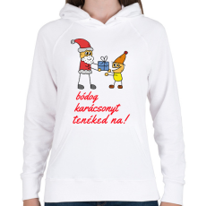 PRINTFASHION bódog karácsonyt tenéked na - Női kapucnis pulóver - Fehér