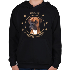 PRINTFASHION Bokszer - Legjobb barát - Gyerek kapucnis pulóver - Fekete