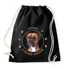 PRINTFASHION Bokszer - Legjobb barát - Sportzsák, Tornazsák - Fekete tornazsák