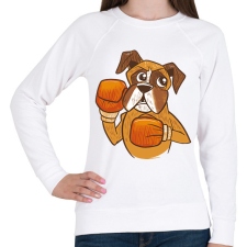 PRINTFASHION Bokszoló boxer - Női pulóver - Fehér női pulóver, kardigán