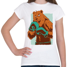 PRINTFASHION Bokszoló medve - Női póló - Fehér