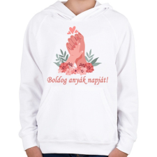 PRINTFASHION Boldog anyák napját! - Gyerek kapucnis pulóver - Fehér gyerek pulóver, kardigán