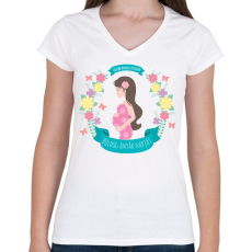 PRINTFASHION Boldog anyák napját - Női V-nyakú póló - Fehér