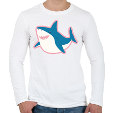 PRINTFASHION Boldog cápa - Férfi hosszú ujjú póló - Fehér