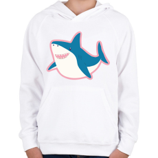 PRINTFASHION Boldog cápa - Gyerek kapucnis pulóver - Fehér