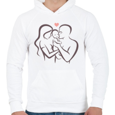 PRINTFASHION Boldog család - Férfi kapucnis pulóver - Fehér férfi pulóver, kardigán