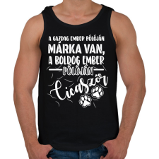 PRINTFASHION Boldog ember pólóján cicaszőr - Férfi atléta - Fekete atléta, trikó