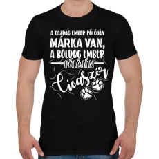 PRINTFASHION Boldog ember pólóján cicaszőr - Férfi póló - Fekete