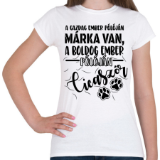 PRINTFASHION Boldog ember pólóján cicaszőr - Női póló - Fehér női póló