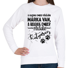 PRINTFASHION Boldog ember pólóján kutyaszőr - Női pulóver - Fehér