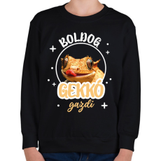 PRINTFASHION Boldog gekkó gazdi - Gyerek pulóver - Fekete