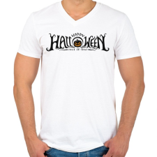 PRINTFASHION Boldog halloweent 2 - Férfi V-nyakú póló - Fehér férfi póló