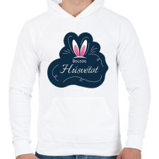 PRINTFASHION Boldog Húsvétot - Nyuszifüllel - Férfi kapucnis pulóver - Fehér női pulóver, kardigán