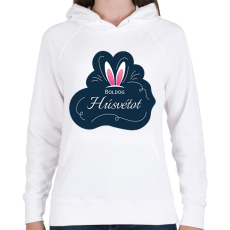 PRINTFASHION Boldog Húsvétot - Nyuszifüllel - Női kapucnis pulóver - Fehér