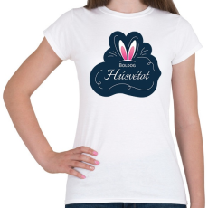 PRINTFASHION Boldog Húsvétot - Nyuszifüllel - Női póló - Fehér
