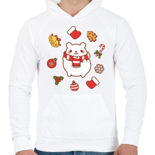 PRINTFASHION Boldog jegesmedve karácsonya - Férfi kapucnis pulóver - Fehér férfi pulóver, kardigán
