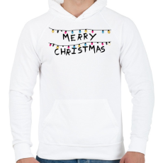 PRINTFASHION Boldog Karácsonyt - fényfüzér - Férfi kapucnis pulóver - Fehér