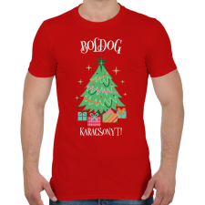 PRINTFASHION Boldog Karácsonyt - Férfi póló - Piros férfi póló