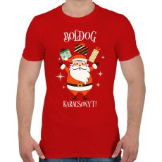 PRINTFASHION Boldog Karácsonyt - Férfi póló - Piros