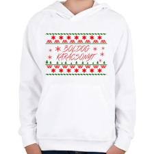 PRINTFASHION Boldog Karácsonyt  - Gyerek kapucnis pulóver - Fehér gyerek pulóver, kardigán
