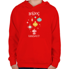 PRINTFASHION Boldog Karácsonyt - Gyerek kapucnis pulóver - Piros gyerek pulóver, kardigán