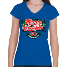 PRINTFASHION Boldog Karácsonyt - Horgászklub - Női V-nyakú póló - Királykék női póló