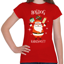 PRINTFASHION Boldog Karácsonyt - Női póló - Piros női póló