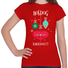 PRINTFASHION Boldog Karácsonyt - Női póló - Piros